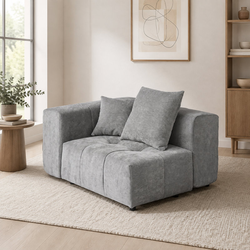 Chaise rembourrée en tissu de lin Kay, Gris clair