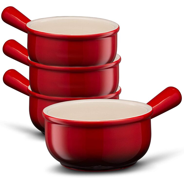 Bruntmor Set of 4 French Onion Soup Bowls with Lids - 17oz Ceramic Soup  Crock Serving 
