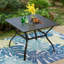 Table de salle à manger d'extérieur carrée en métal avec trou pour parasol Alyah