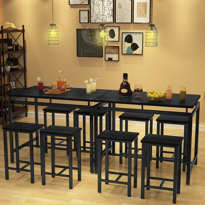 Ensemble de salle à manger à hauteur de comptoir 4 personnes Charmaigne, Noir / noir