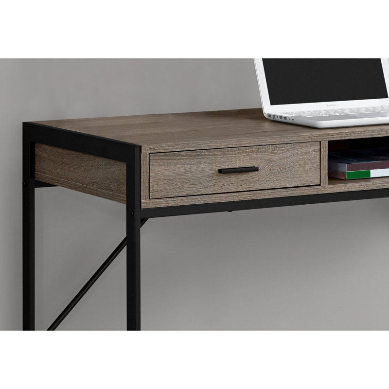 Calvillo Computer Desk, Home Office, Laptop, Storage Drawers, Work, Metal, Laminate, Dark Taupe/Black