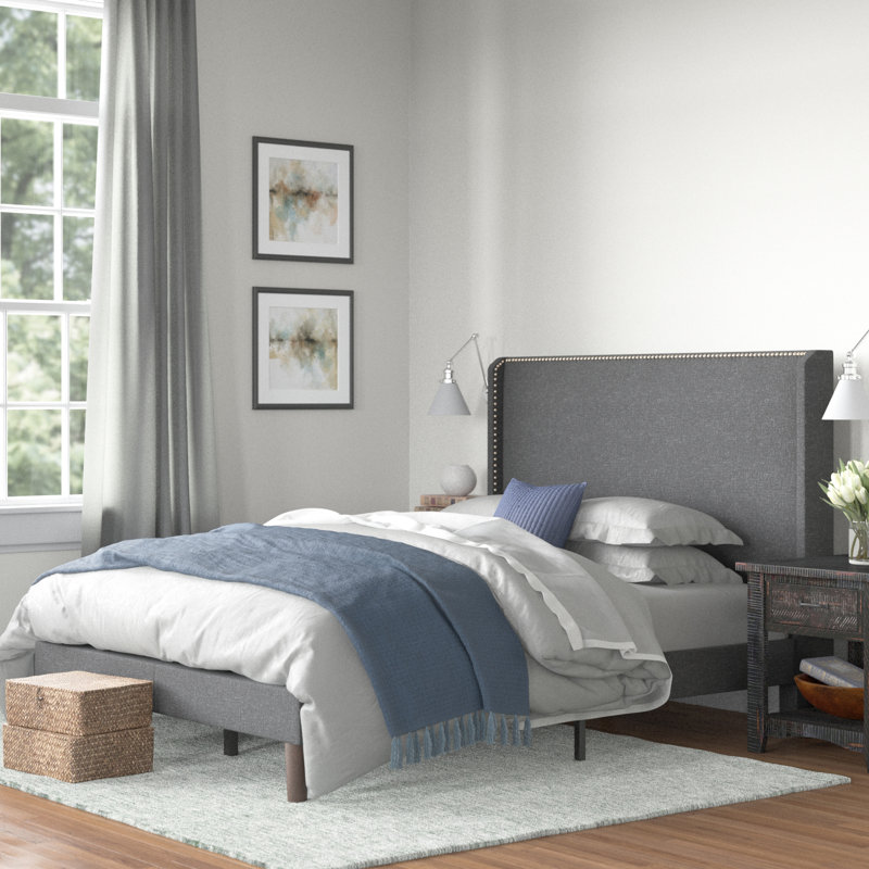 Domingo Upholstered Wingback Bed, Queen