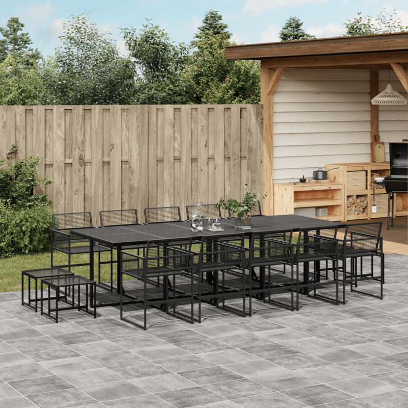 Beeke 14 - Person Wicker Patio Dining Set with Rectangular Table