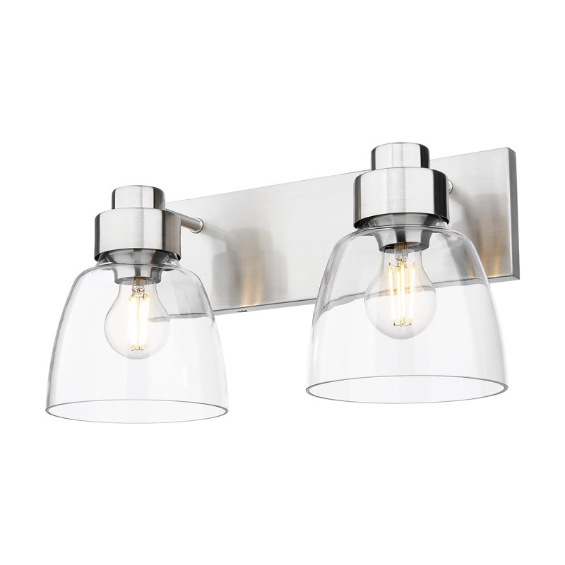 Ensemble de meuble-lavabo 2 lumières avec abat-jour en verre transparent Remy, Chrome