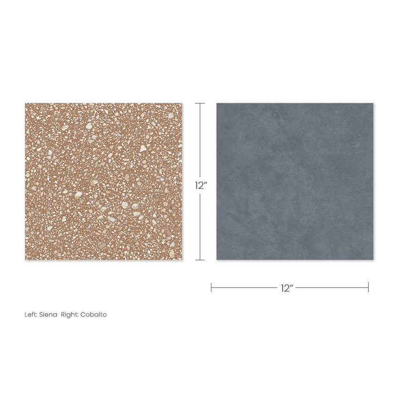 Lithos 12X12 Checkerboard Siena And Cobalto, Siena/Cobalto