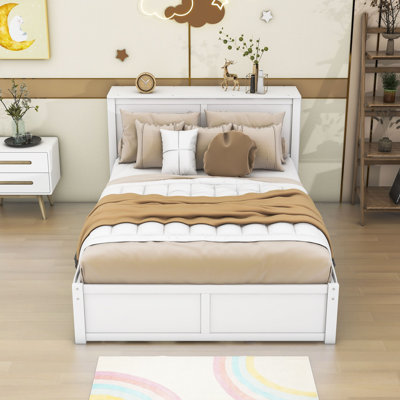 Lit plateforme Arlott avec lit gigogne simple TG, tablettes et lattes