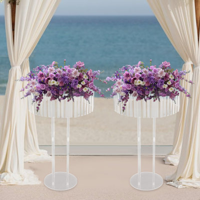 2Pcs Wedding Flower Stand, Flower Holder, Single Tier Acrylic Wedding Flower Stand
