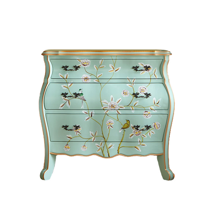 Commode décorative vintage à trois tiroirs peinte à la main