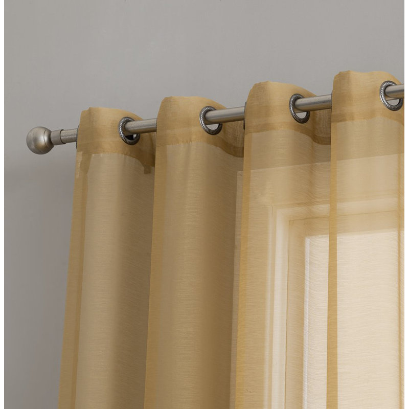 Carmille Semi-Sheer Grommet Curtain Panels, 54" W x 84" L, Gold
