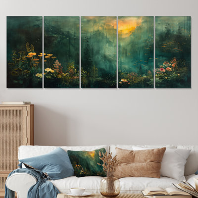 Green Forest Enchantment Forest - Forest Canvas Wall Art Set