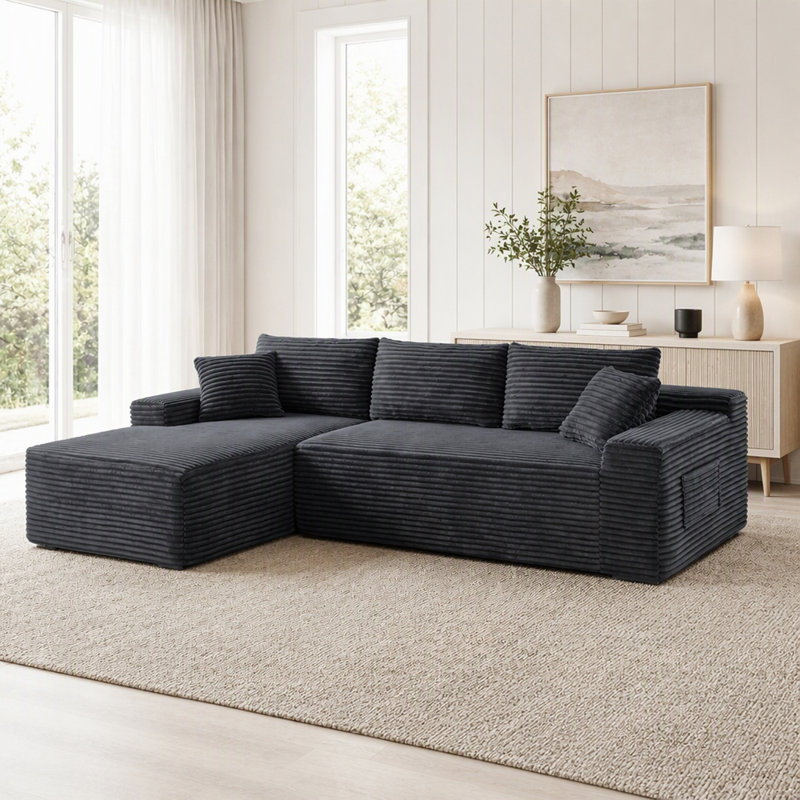 Canapé modulaire 106,3 po Cloud, Black Corduroy