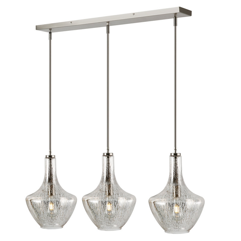 Cammie 3 - Light Kitchen Island Pendant, Smokey, Satin Nickel