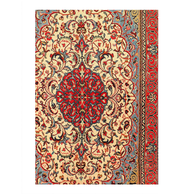 Isabelline 1980S Fine Hand Knotted Silkroad Sarouk Rug - 3'7'' X 5'8''