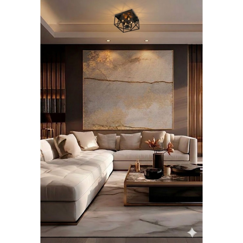 Plafonnier encastré carré moderne 4 lumières Gubaaz, Noir, noir, noir, noir