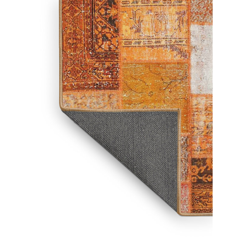 Tapis orange/brun/jaune contemporain, Rectangle 4 pi x 6 pi