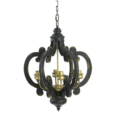 Luminaire suspendu style champêtre en bois français à 6 lumières avec chaîne réglable de 28 po pour le couloir de la cuisine, ampoule non incluse