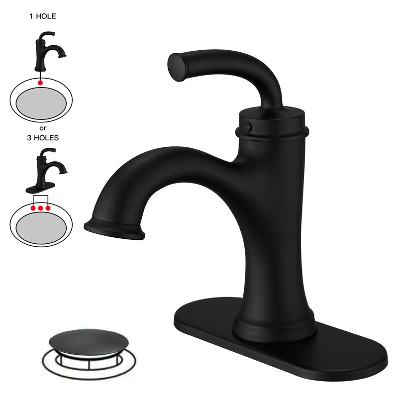 Matte Black Single-Handle Low Arc Bathroom Faucet with Drain Assembly