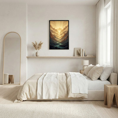 «Teal River Winding Through Golden Mountain Canyon», art mural