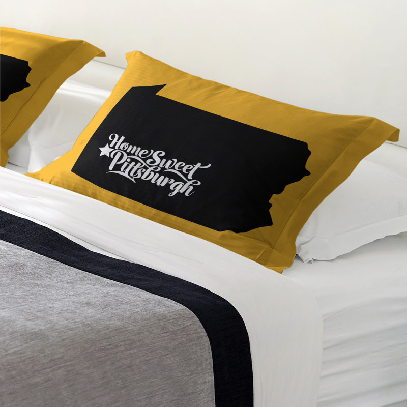 Polyester Sham Set, Microfiber, Queen, Gold/Black