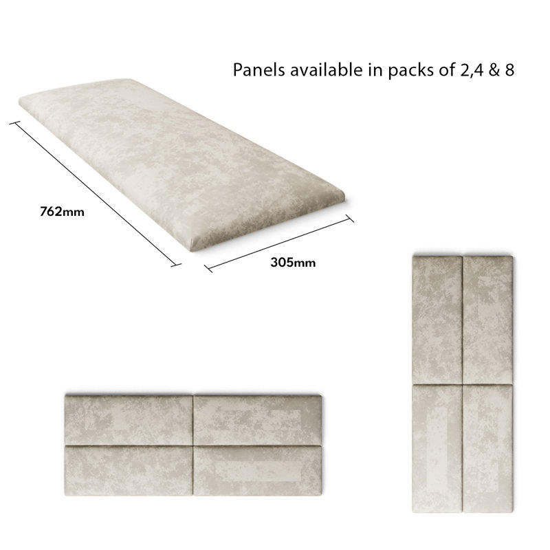 Kamau 30 cm x 75 cm Peel and Stick Upholstered Wall Paneling in Pearl