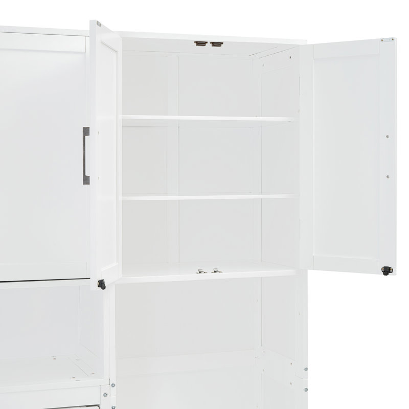 Lit escamotable simple avec placard, tiroirs et bureau