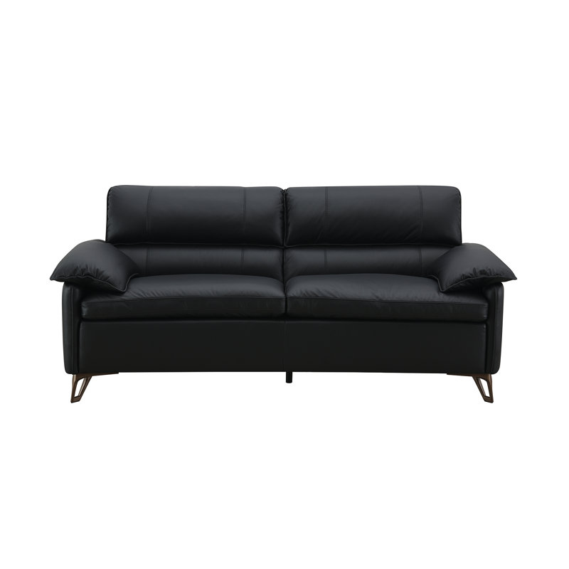 Eilene Black Top Grain Leather Loveseat