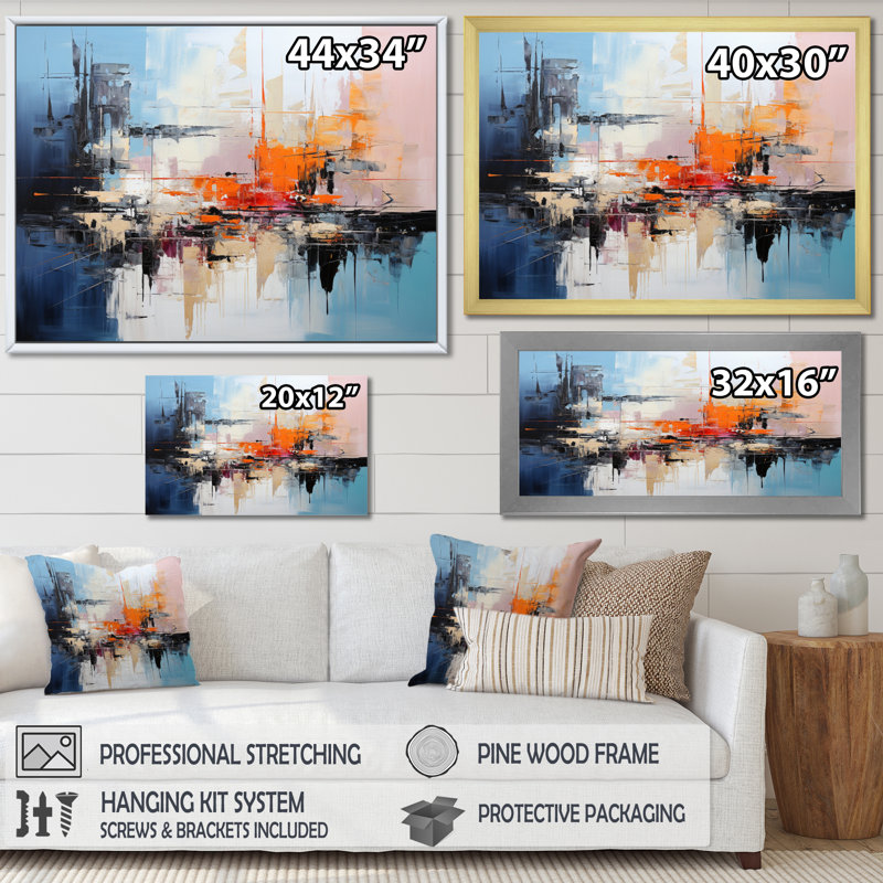 Asian Art Abstract Expression III - Art asiatique, impression sur toile, H 30 po x l 40 po x P 1,5 po, Cadre simple blanc