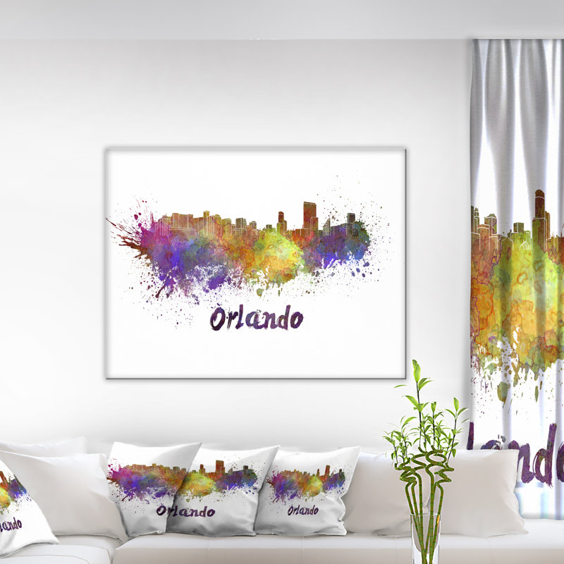 "orlando horizon cityscape" , reproduction d’art sur toile tendue, H 30 po x l 40 po