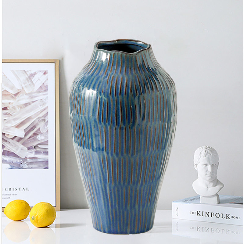 Ceramic Vase For Home Decor, Navy
