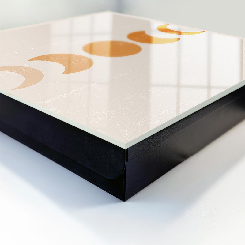 Key cabinet for home, Opens to the right, 30x30x5, White, Orange moon phases on a light background, 