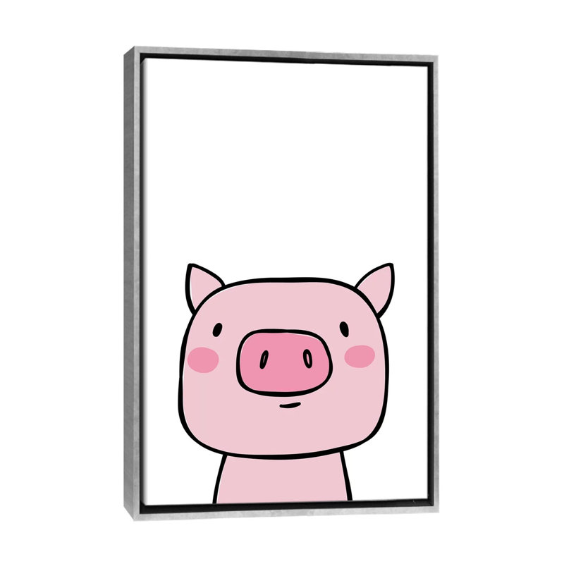 Cochon - impression d'art graphique, Toile avec cadre argenté, H 60 po x l 40po x P 1,5 po, Pas de tapis