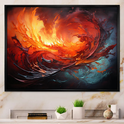 Abstrait symphonie de tempête de feu rouge - Collages abstraits, décoration murale