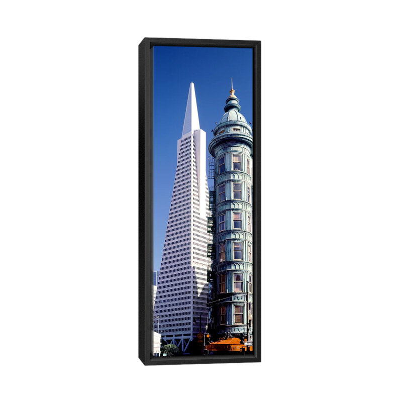 « columbus tour, san francisco, californie », reproduction de photo sur toile, H 36 po x l 12 po x P 1,5 po, Cadre noir