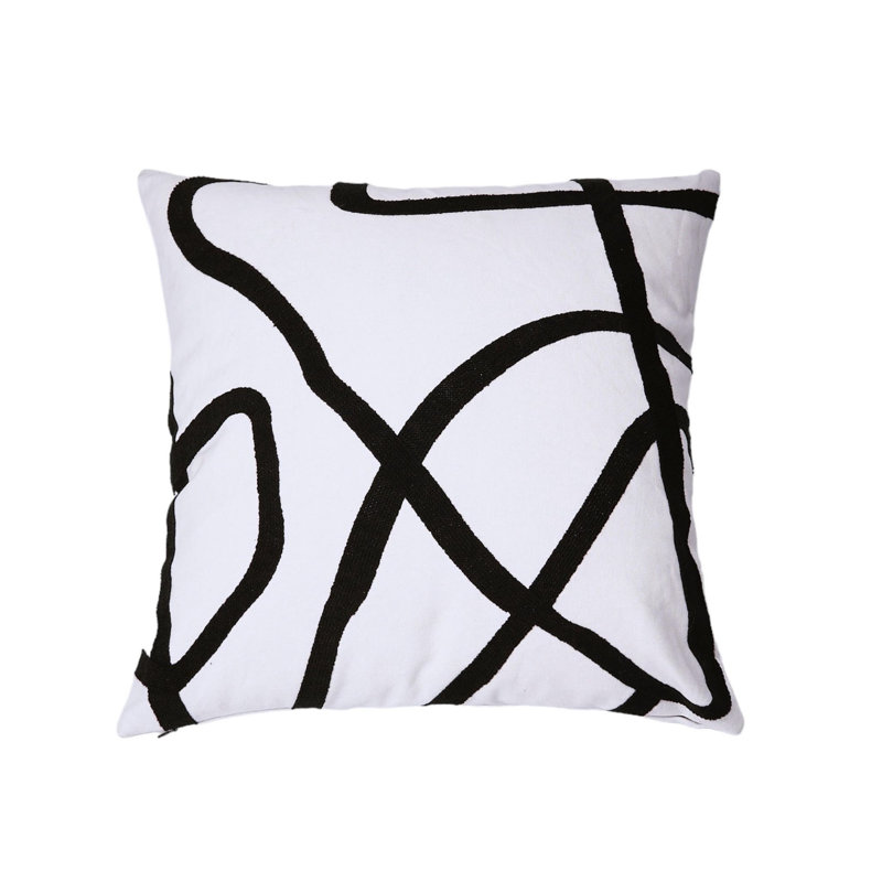 Housse de coussin réversible en coton brodé, Blanc