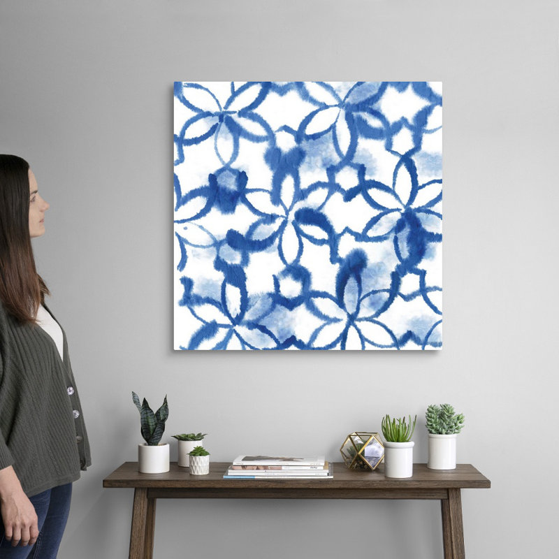 «Indigo Floral» par Aimee Wilson, reproduction sur toile, Toile tendue, H 30 po x l 30 po x P 1,25 po