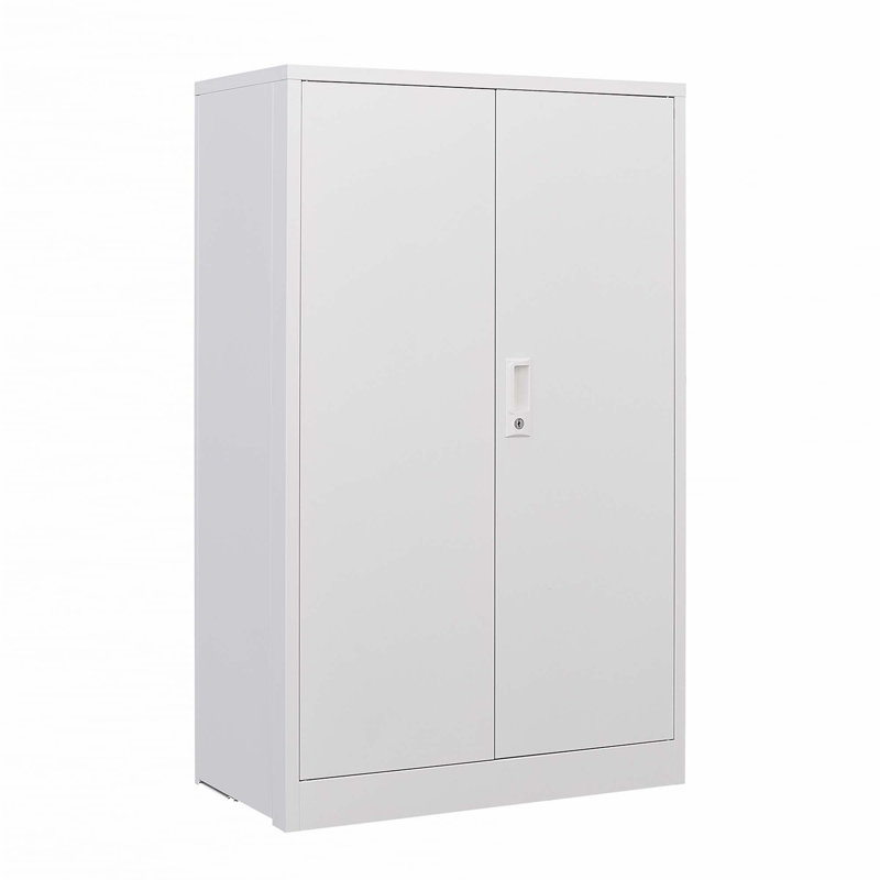 Armoire de rangement en métal avec portes verrouillables et tablette réglable, Blanc