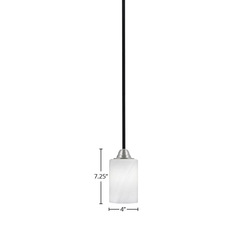 Luminaire suspendu sur pied Paramount avec verre de 4 po, Marbre blanc, Noir mat/nickel brossé