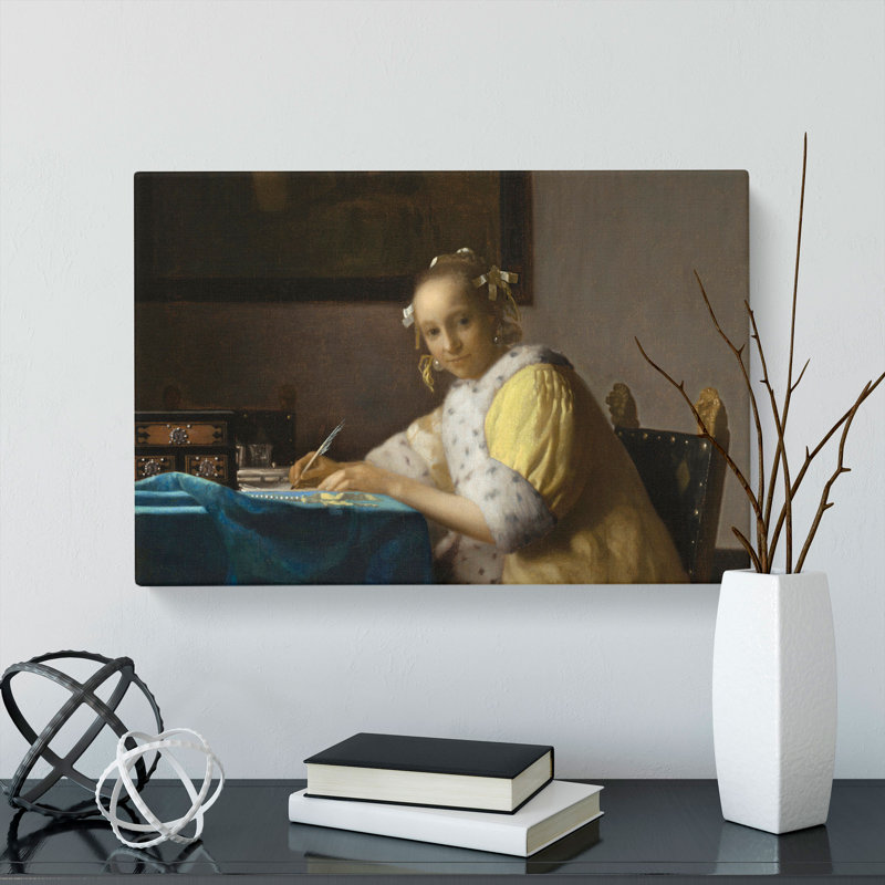 A Lady Writing A Letter by Johannes Vermeer - Wrapped Canvas, 40cm H x 60cm W x 3cm D