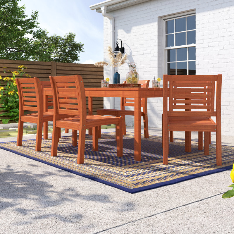 Anautica 6 - Person Wood Patio Dining Set with Rectangular Table