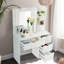 Meuble-lavabo avec miroir, 12 ampoules DEL et 1 coiffeuse avec 4 tiroirs et 3 tablettes de rangement