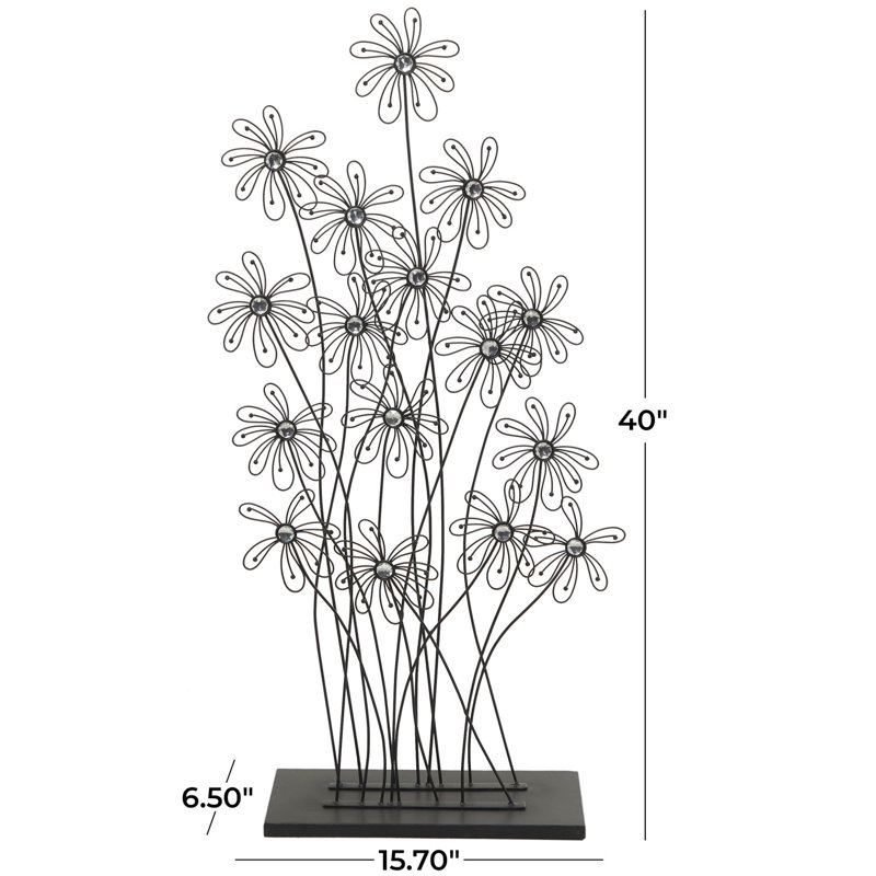 Sculpture feuilles glamour, H 40 po x l 15,7 po x P 6,5 po, gris