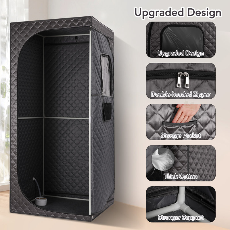 Full Size Sauna, Portable Steam Saunas Tent For Home Spa, Foldable With 2.6L 1000W Steamer And Remote Control