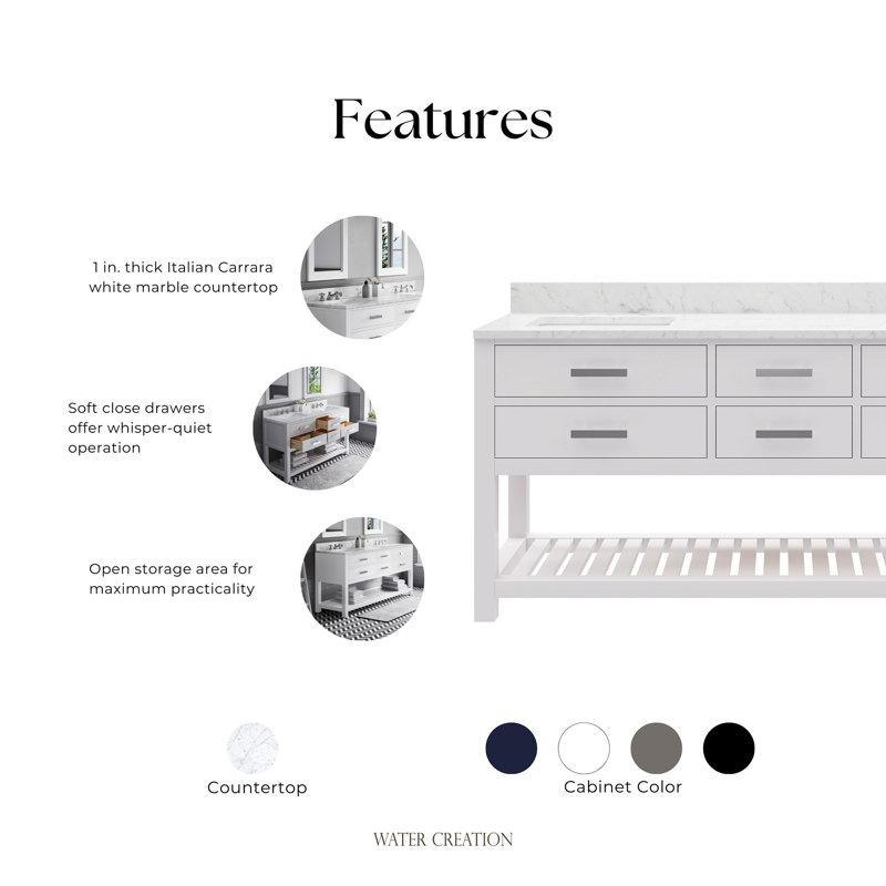 Madalyn 72'' W Vanity, Pure White