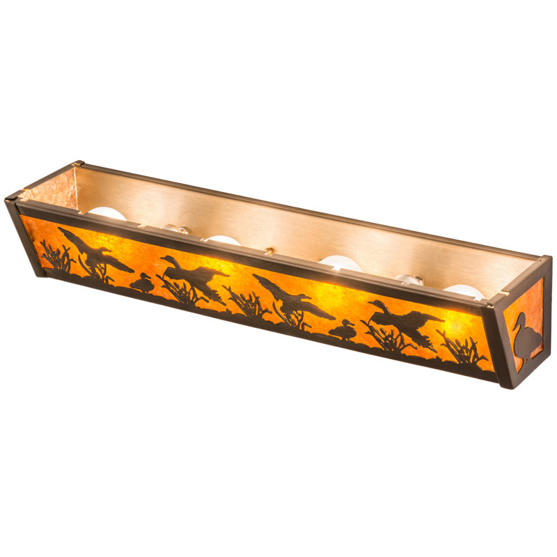 Rustic Lodge 4 - Light Bath Bar, Antique Copper, Amber