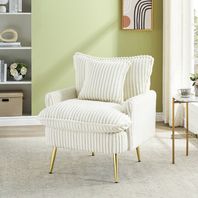 Simple en velours côtelé de 30,31 pouces beige, idéal pour les bibliothèques à domicile avec velours côtelé doux et confortable, revêtement épaissi, ergonomique et convenable, appartement, bureau, salon, chambre, salle de conférence