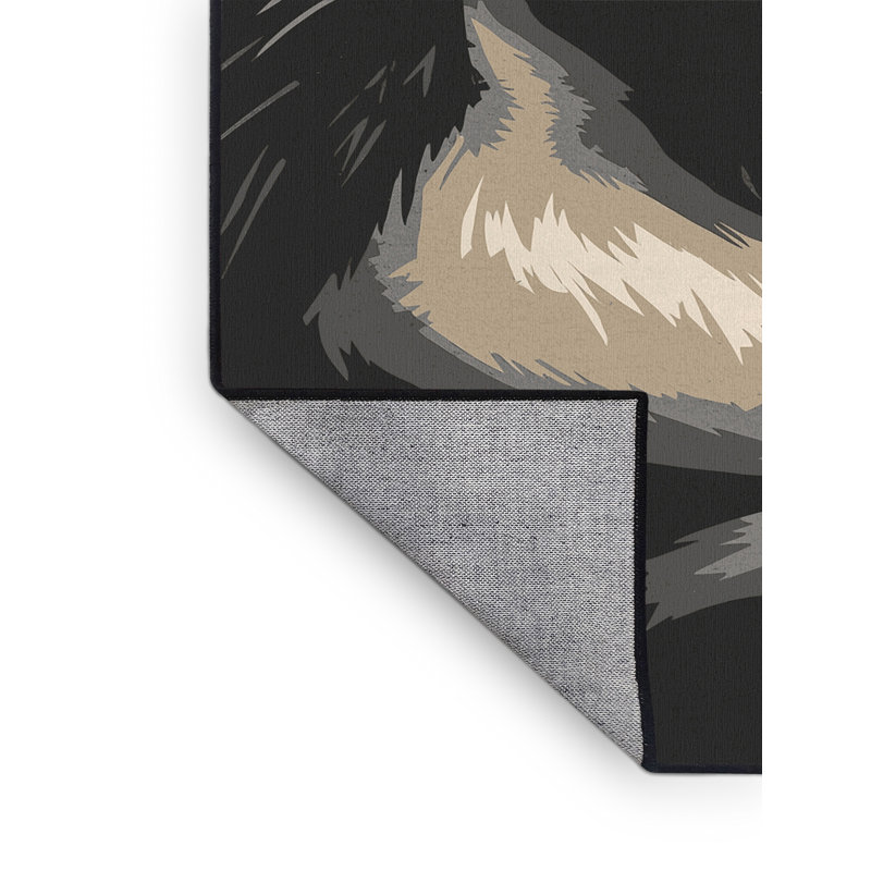 Machine Washable Pavli Gorilla Modern Solid Color Rug in Gray – Black Binding, 8 x 10