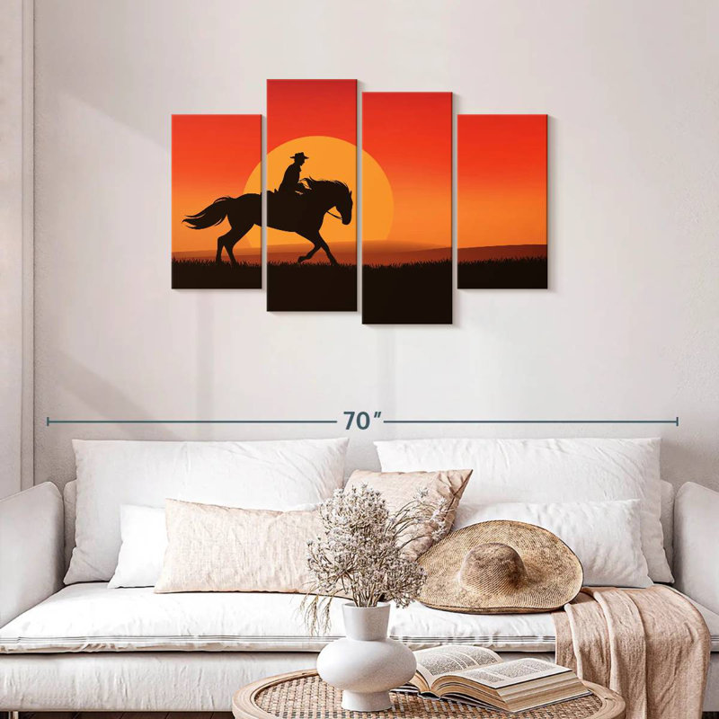 Silhouette de cowboy Lelar Sunset, H 27 po x l 43 po