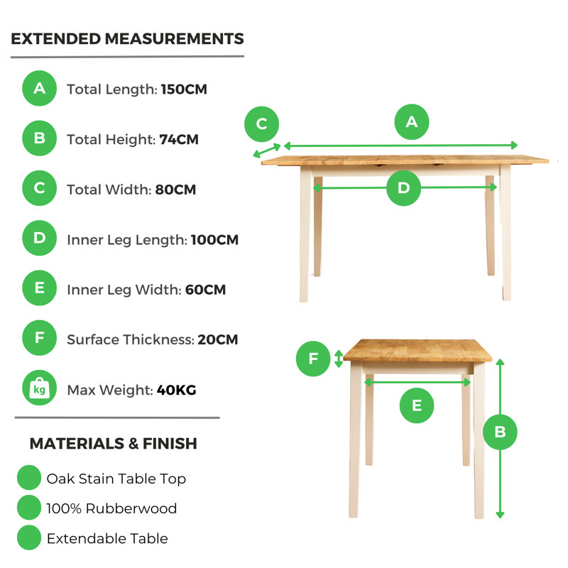 Alissah Solid Wood Farmhouse Extendable Dining Table Set with x6 Whitley Dining Chairs