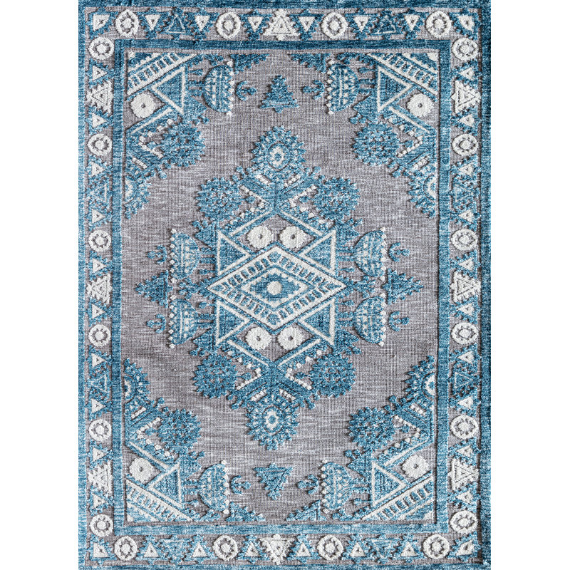 Tapis bleu bohème Gianna, Rectangle 5 pi x 7 pi
