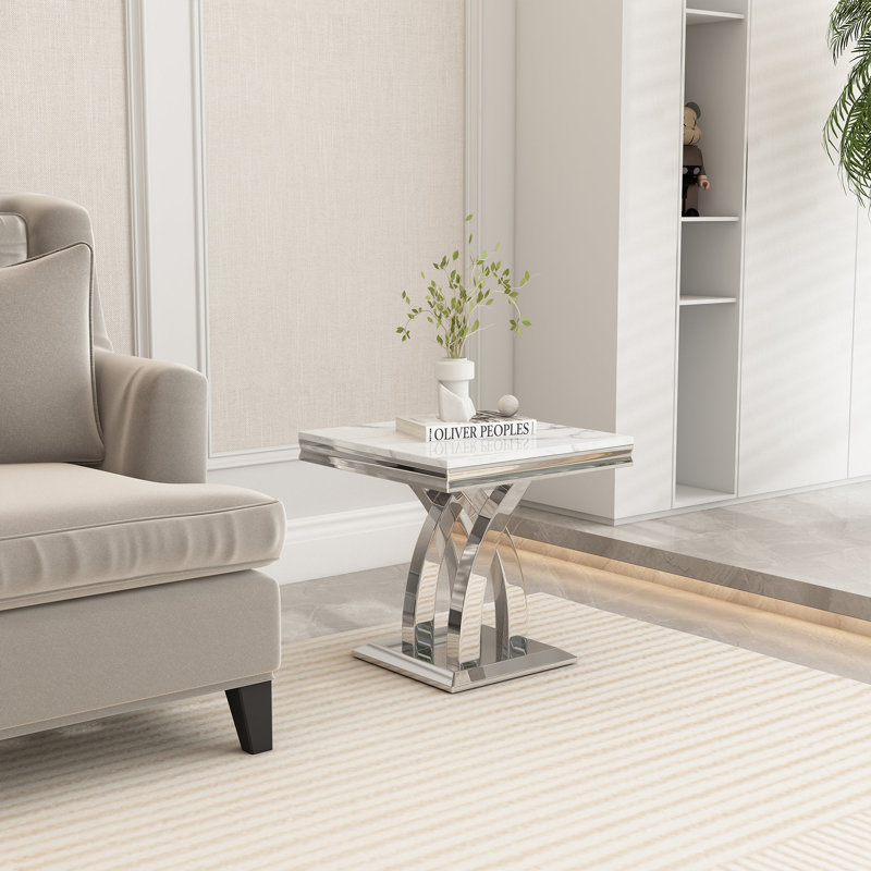 Table de bout Burdell Et0218, Argent argent